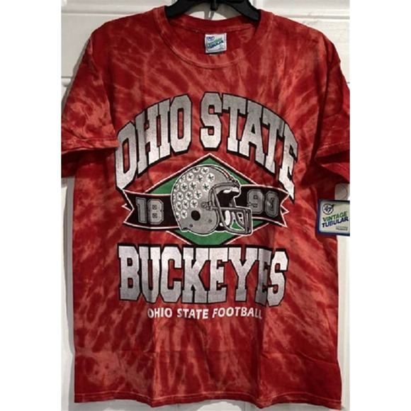 NCAA Ohio State Buckeyes Tri Dye T Shirt S Red Vintage Mens Tee Small New - Picture 3 of 3